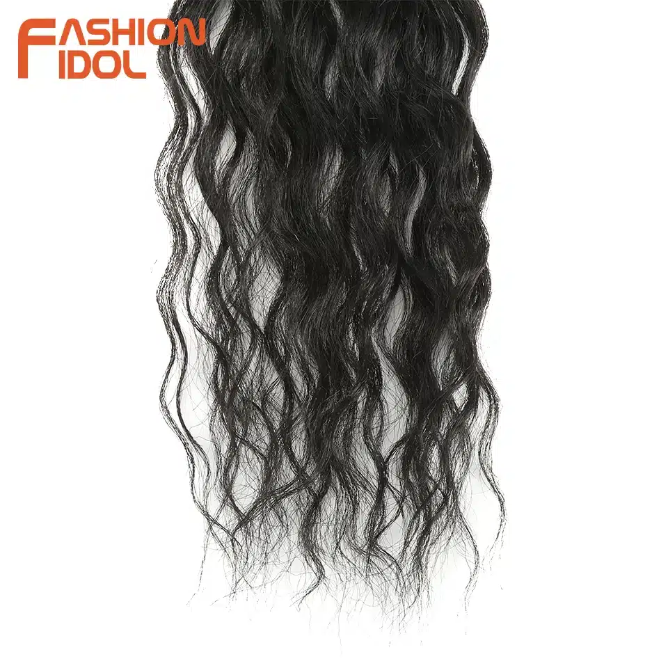 FASHION IDOL Water Wave Hair Bundles With Closure Synthetic Hair Extensions Ombre Blonde Silver Grey Hair 9Pcs/Pack 20inch Fiber 13