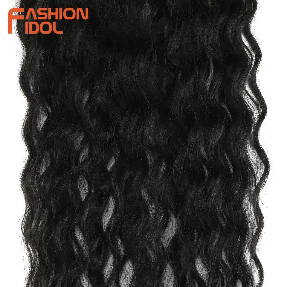 FASHION IDOL Water Wave Hair Bundles With Closure Synthetic Hair Extensions Ombre Blonde Silver Grey Hair 9Pcs/Pack 20inch Fiber 16