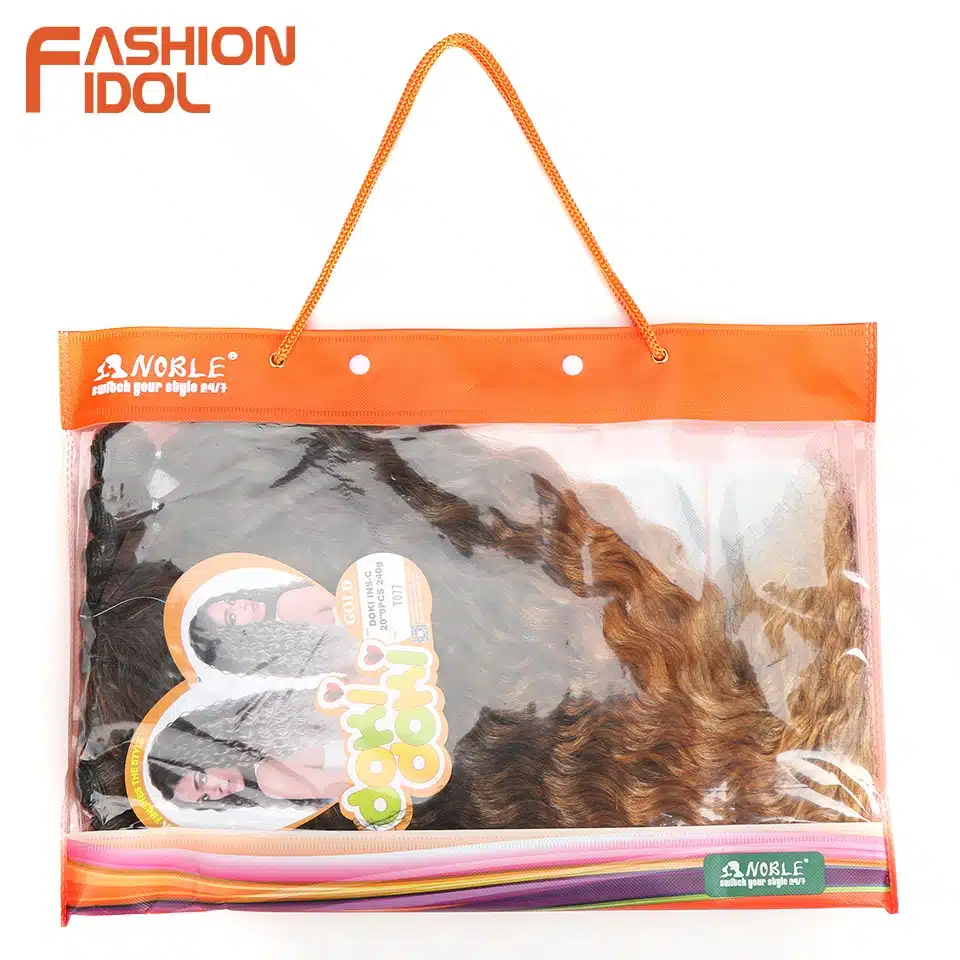 FASHION IDOL Water Wave Hair Bundles With Closure Synthetic Hair Extensions Ombre Blonde Silver Grey Hair 9Pcs/Pack 20inch Fiber 21