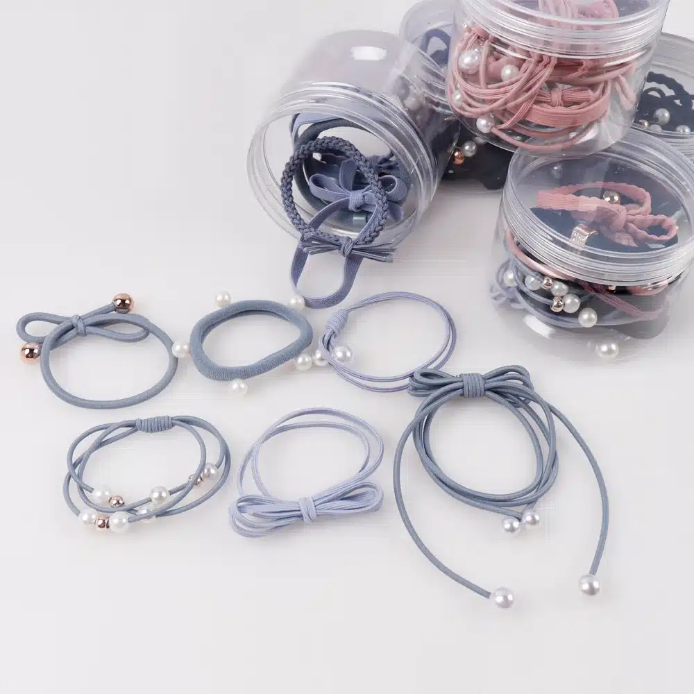 12Pcs/Set High Elastic Hair Bands Solid Pearl Stretch Hair Ties For Women Girls Ponytail Holder Hair Ropes Hair Accessories 14