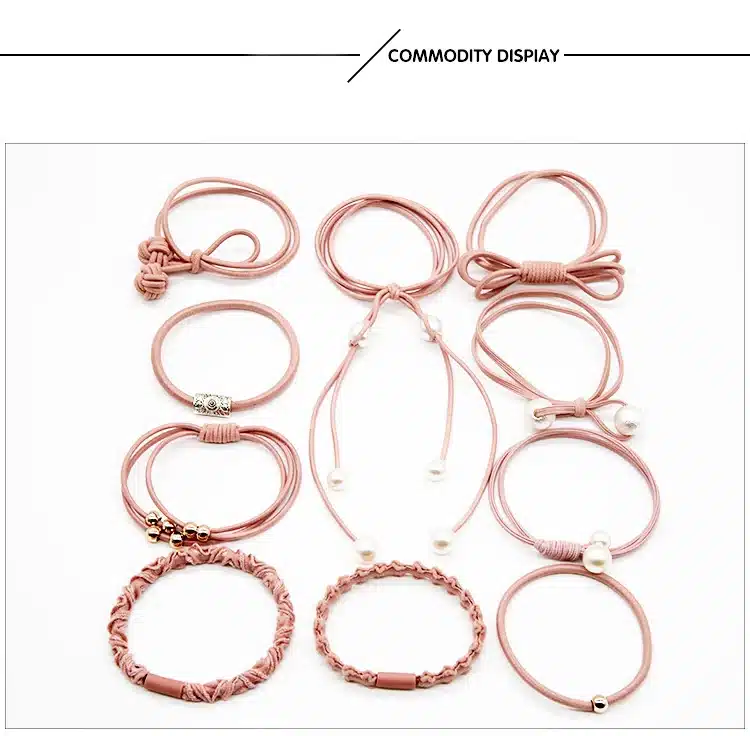 12Pcs/Set High Elastic Hair Bands Solid Pearl Stretch Hair Ties For Women Girls Ponytail Holder Hair Ropes Hair Accessories 15