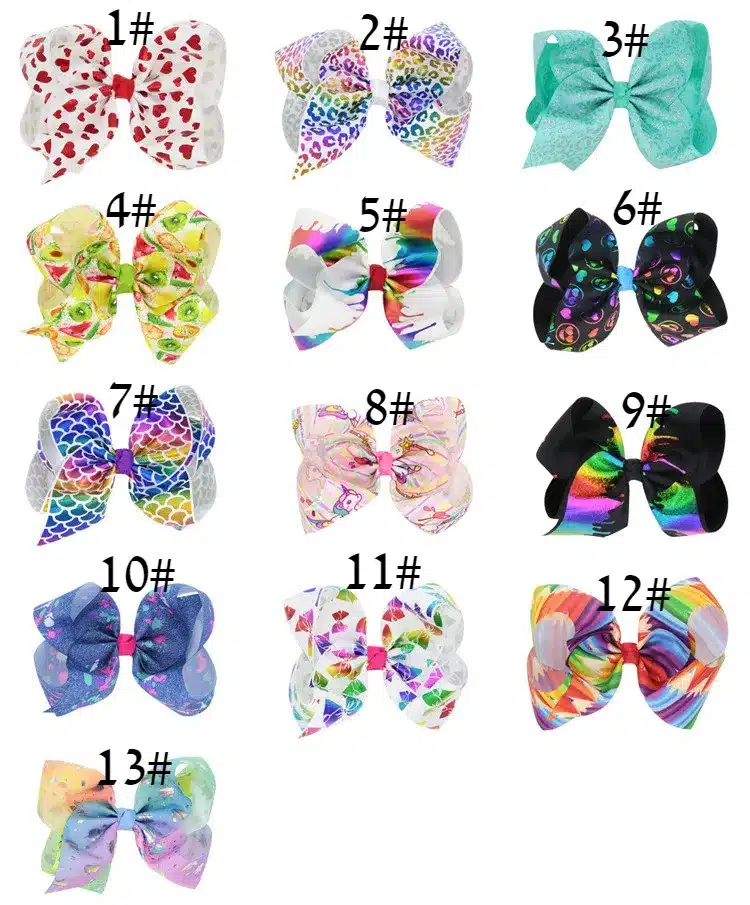 8 Inch Large Bow Hair Clip Unicorn Heart JOJO Hair Bows Bow Clips Children Girls Headwear Hair Accessories 3