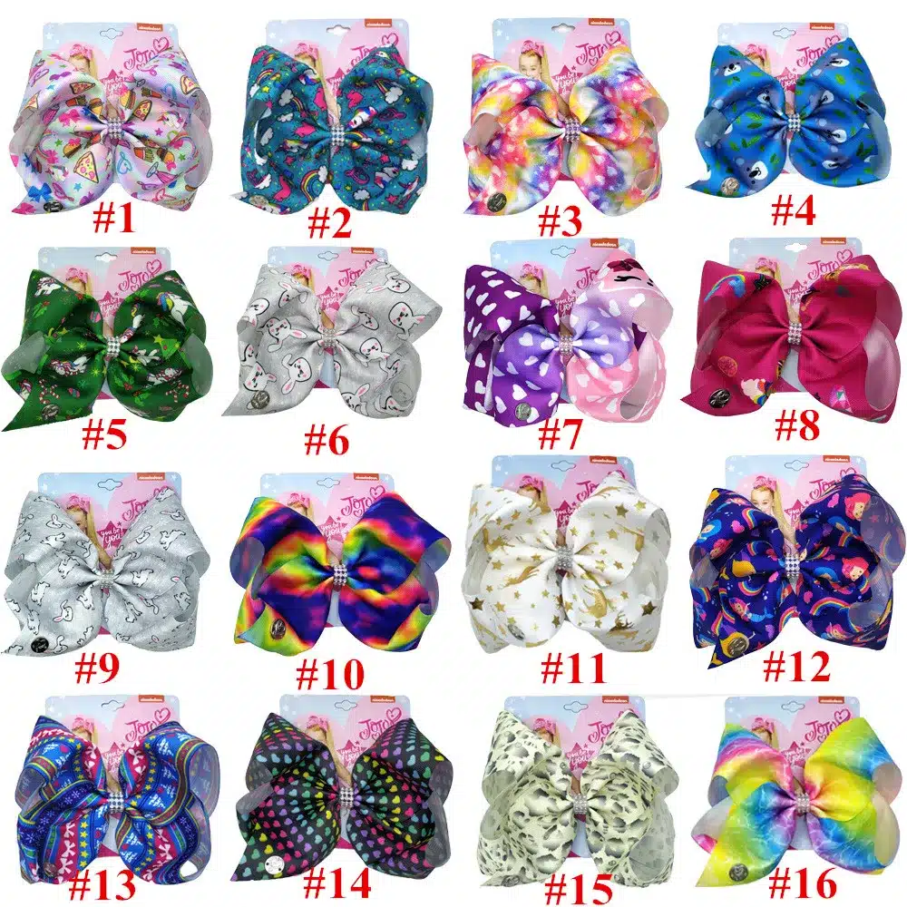 8" Jojo Bows for Girls /Jojo Siwa Large Unicorn Christmas Hair Bows for Girls With Clips Bowknot Handmade Hair Accessory 9