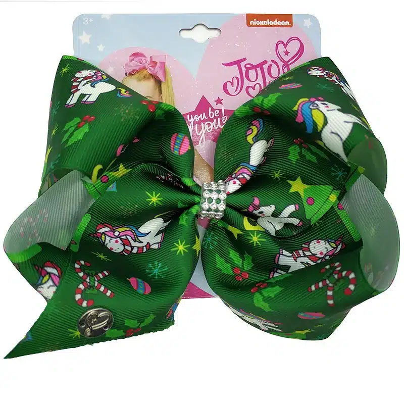 8" Jojo Bows for Girls /Jojo Siwa Large Unicorn Christmas Hair Bows for Girls With Clips Bowknot Handmade Hair Accessory 14