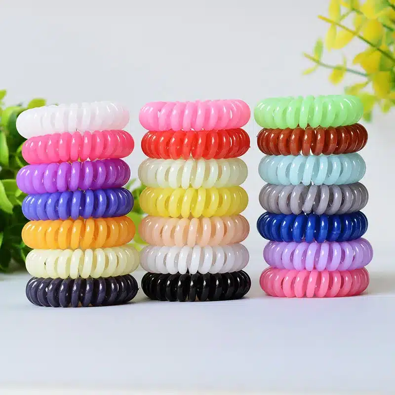Solid colors Telephone line hair rope 4cm sprial Telephone Cords Hair Scrunchies high quality traceless hair ring hair accessory 2