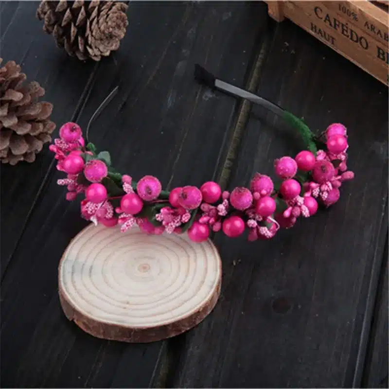 AWAYTR Womens Bohemia Flower Bezel Glass Beads Hair Bands New Female Girls Festival Flower Headband Hair Accessory Headwear 22