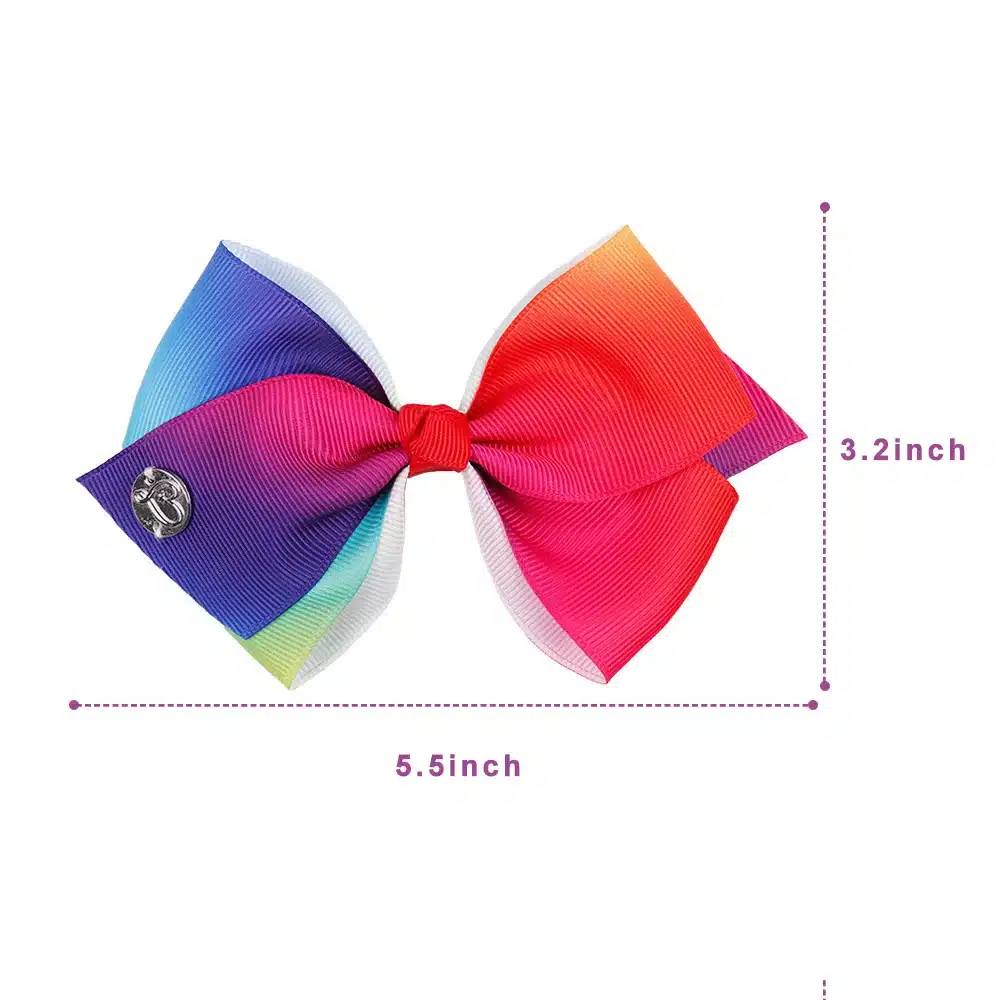 6 Pieces/Set JoJo Bows Jojo Siwa Rainbow Printed Knot Ribbon Bow For Girls Handmade Boutique Hair Clip Children Hair Accessories 10
