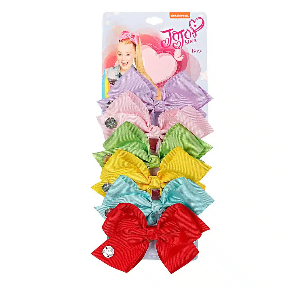 6 Pieces/Set JoJo Bows Jojo Siwa Rainbow Printed Knot Ribbon Bow For Girls Handmade Boutique Hair Clip Children Hair Accessories 13