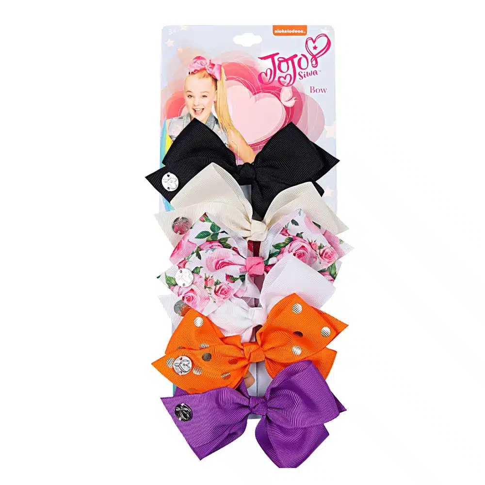 6 Pieces/Set JoJo Bows Jojo Siwa Rainbow Printed Knot Ribbon Bow For Girls Handmade Boutique Hair Clip Children Hair Accessories 14