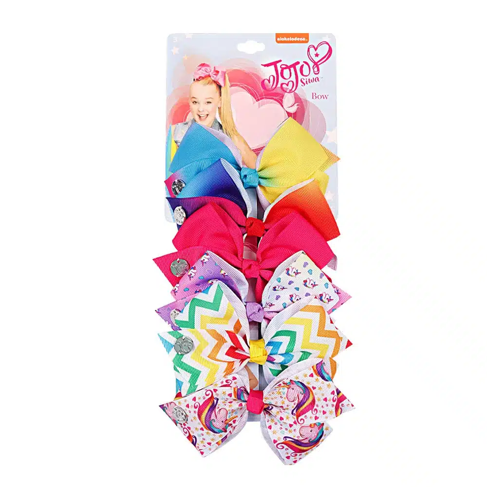 6 Pieces/Set JoJo Bows Jojo Siwa Rainbow Printed Knot Ribbon Bow For Girls Handmade Boutique Hair Clip Children Hair Accessories 15