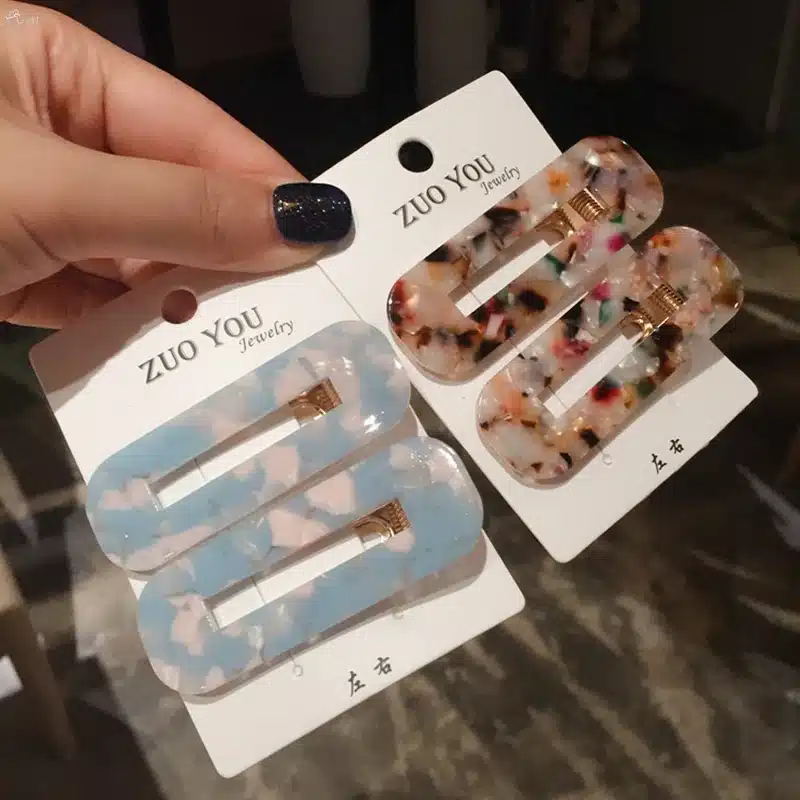 AOMU 1Pair Japan Women Acetic Acid Hair Clips Hairpins Leopard Print Waterdrop Barrettes Girls Hairgrips Hair Accessories 13