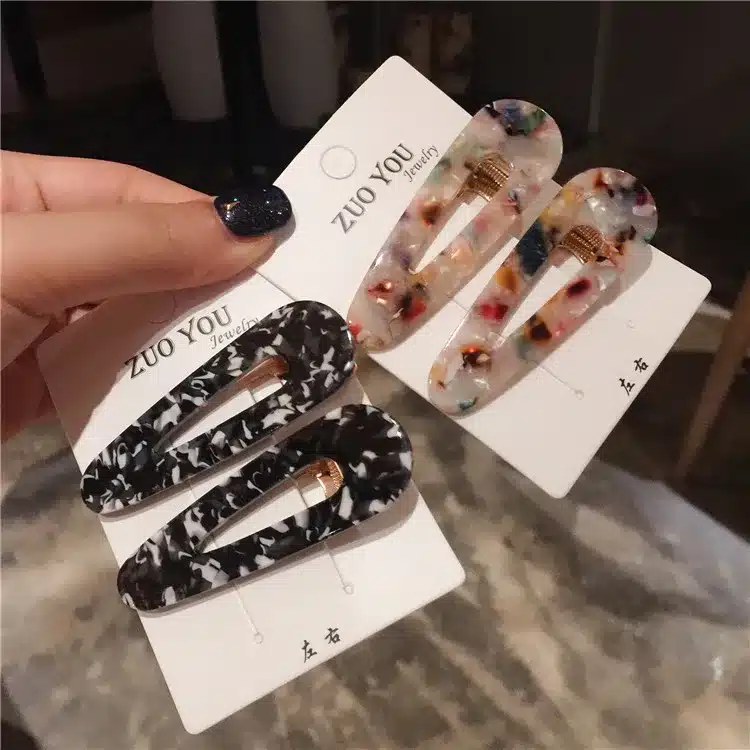 AOMU 1Pair Japan Women Acetic Acid Hair Clips Hairpins Leopard Print Waterdrop Barrettes Girls Hairgrips Hair Accessories 14
