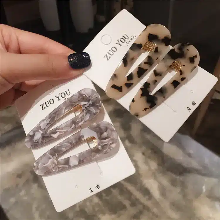 AOMU 1Pair Japan Women Acetic Acid Hair Clips Hairpins Leopard Print Waterdrop Barrettes Girls Hairgrips Hair Accessories 17