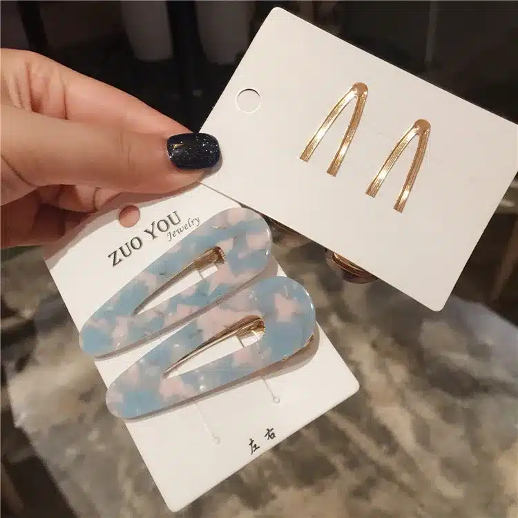 AOMU 1Pair Japan Women Acetic Acid Hair Clips Hairpins Leopard Print Waterdrop Barrettes Girls Hairgrips Hair Accessories 18