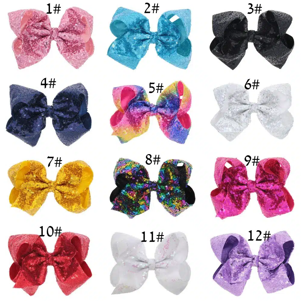1PC 8inch JOJO Hair Bows Large Sequins Bow with Alligator Clip for Girls Hair Accessories Hair Clips for Hair 3