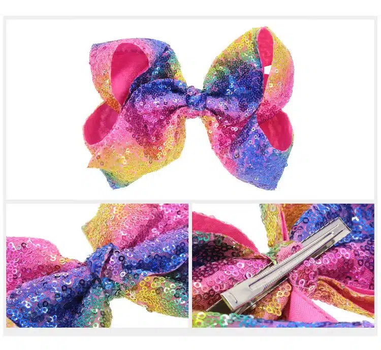 1PC 8inch JOJO Hair Bows Large Sequins Bow with Alligator Clip for Girls Hair Accessories Hair Clips for Hair 5