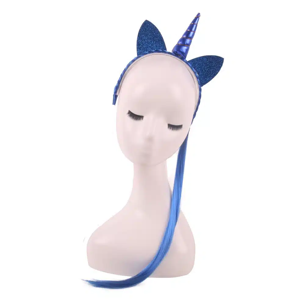 Nishine Rainbow Color Ponytail Unicorn Headbands Glitter Ears Kids Girls Princess Braid Wig Hairbands Hair Accessories 21