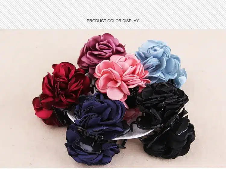 Fashion Korean High Quality Girls Elegance Hair Clips Big Cloth Flowers Plastic Hair Claws Headbands For Women Hair Accessories 9
