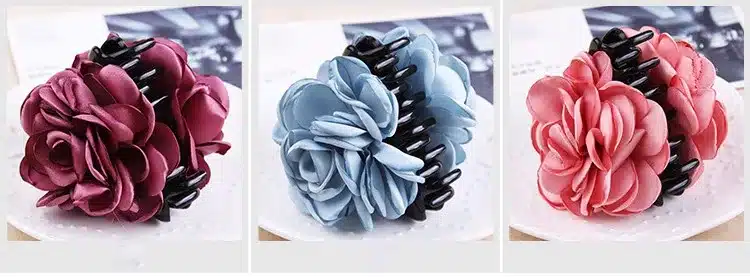 Fashion Korean High Quality Girls Elegance Hair Clips Big Cloth Flowers Plastic Hair Claws Headbands For Women Hair Accessories 10