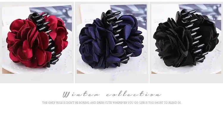 Fashion Korean High Quality Girls Elegance Hair Clips Big Cloth Flowers Plastic Hair Claws Headbands For Women Hair Accessories 11