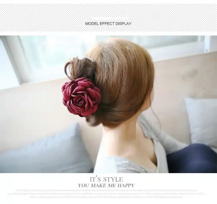 Fashion Korean High Quality Girls Elegance Hair Clips Big Cloth Flowers Plastic Hair Claws Headbands For Women Hair Accessories 12