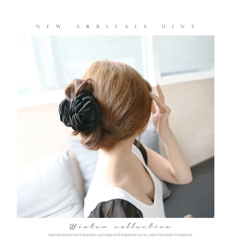 Fashion Korean High Quality Girls Elegance Hair Clips Big Cloth Flowers Plastic Hair Claws Headbands For Women Hair Accessories 17