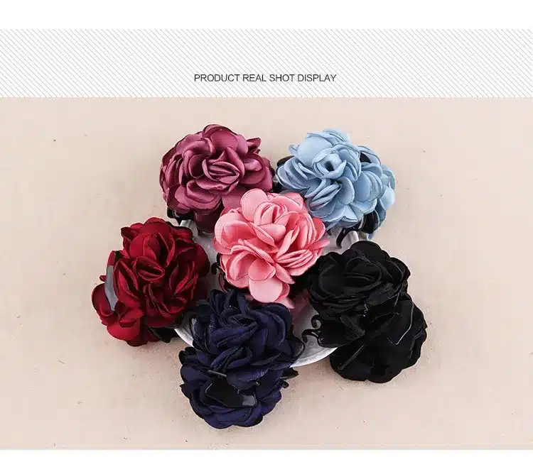 Fashion Korean High Quality Girls Elegance Hair Clips Big Cloth Flowers Plastic Hair Claws Headbands For Women Hair Accessories 18