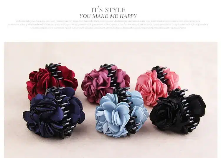 Fashion Korean High Quality Girls Elegance Hair Clips Big Cloth Flowers Plastic Hair Claws Headbands For Women Hair Accessories 19