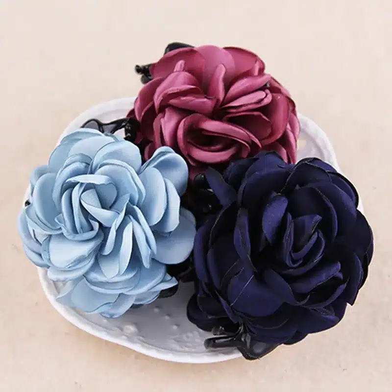 Fashion Korean High Quality Girls Elegance Hair Clips Big Cloth Flowers Plastic Hair Claws Headbands For Women Hair Accessories 21