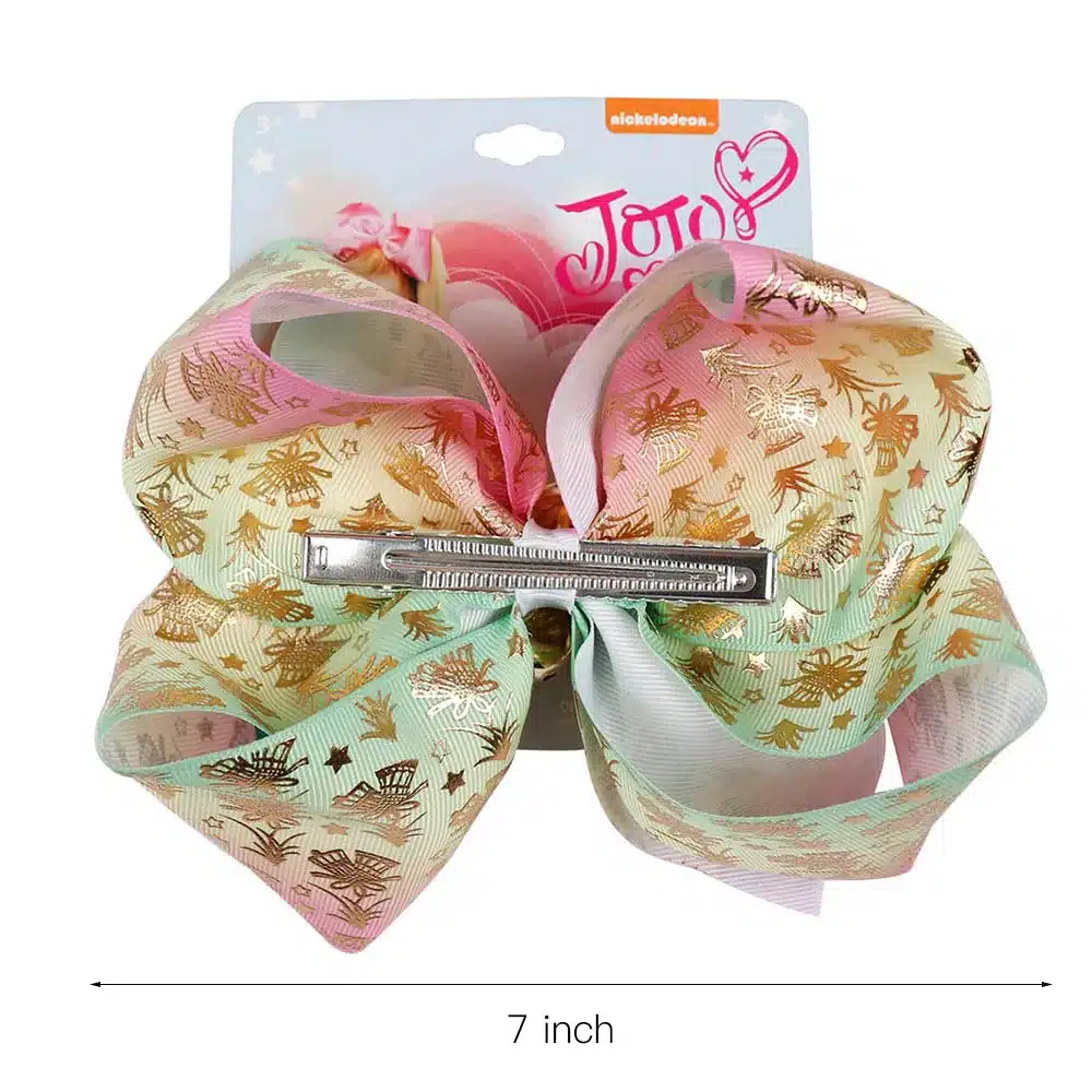 7 Inch Christmas Hair Bows Santa Twinkle Bells Dog Bows Printed Pompom jojo Bows Girls Happy New Year Party Hair Accessories 13