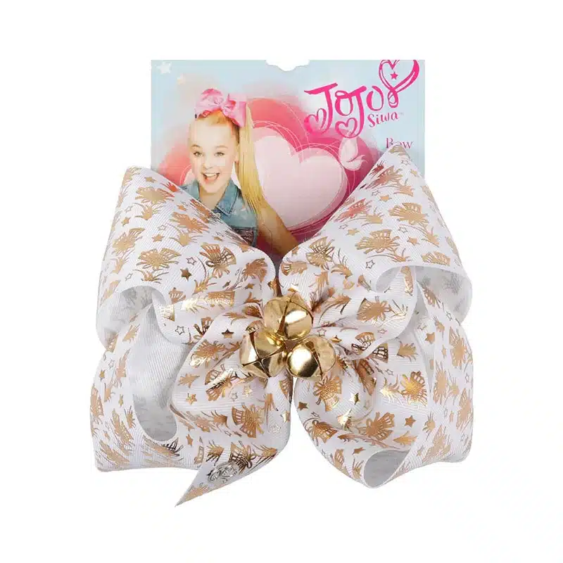 7 Inch Christmas Hair Bows Santa Twinkle Bells Dog Bows Printed Pompom jojo Bows Girls Happy New Year Party Hair Accessories 16