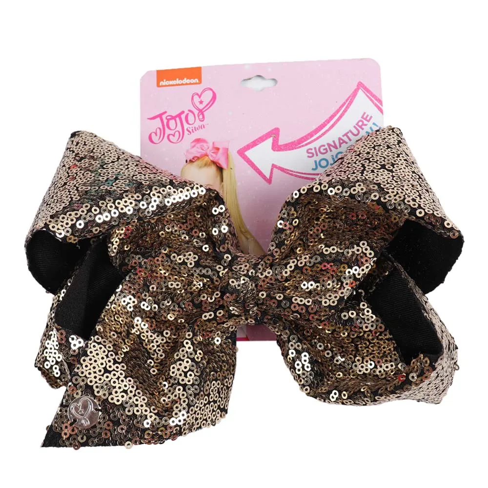 8" Large Sequin JoJo Si Bow With Hair Clip For Girl Kids Handmade Bling Jumbo Rainbow Knot Hair Bow Hairgrips Hair Accessories 26