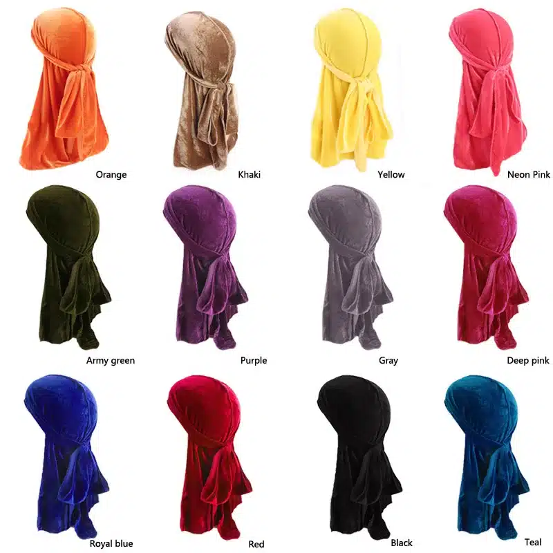 Unisex Men Women Breathable Bandana Hat velvet Durag do doo du rag long tail headwrap chemo cap Biker Pirate Hair Accessories 23