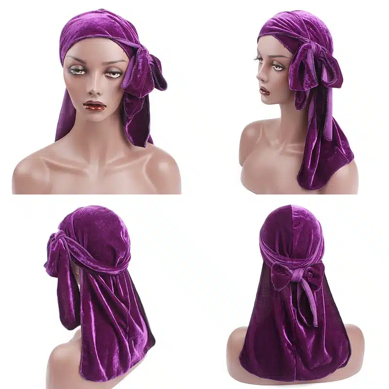 Unisex Men Women Breathable Bandana Hat velvet Durag do doo du rag long tail headwrap chemo cap Biker Pirate Hair Accessories 26