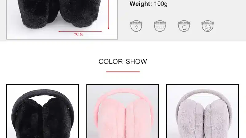 Autumn and winter new ladies earmuffs solid color fashion warm and comfortable skiing sports adjustable cute fluff unisex female 3
