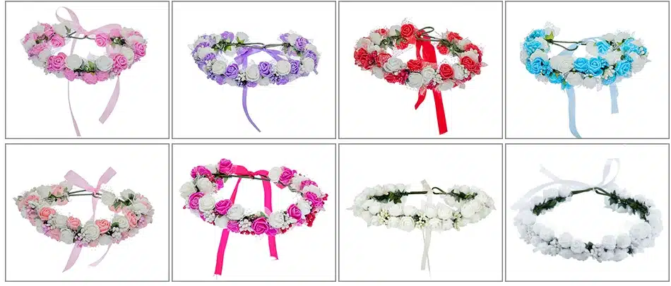 Women Bezel Flowers on Head AWAYTR Girls Flower Crown Wreath Wedding Bridal Hair Accessories Double Foam Rose Floral Headband 20