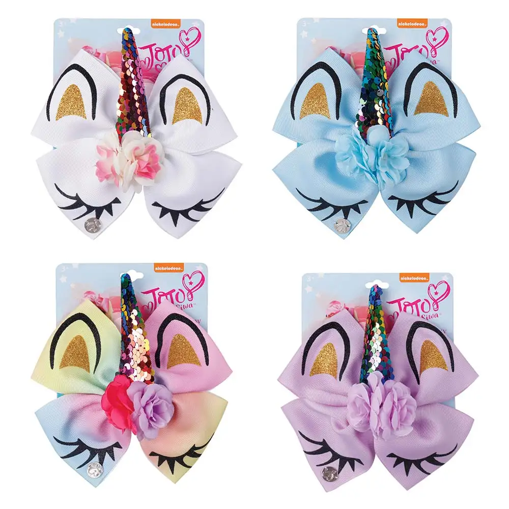6" Glitter Unicorn Hair Bows With Horn jojo Bows for Girls Sequin Flower Hair Clip School Kids Party Hairgrips Hair Accessories 14