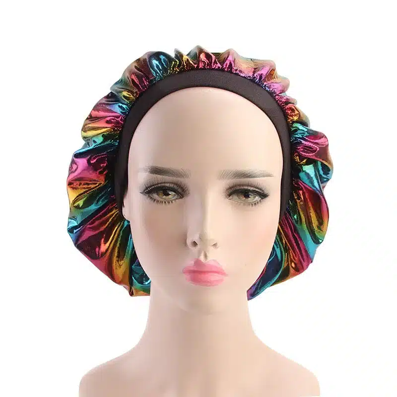 Colorful Women Laser Silky DU-RAG Hair Cover Accessories Wave Caps Rags Wide Band Bonnet Salon Hat Turban Durag doo rag Headwrap 25