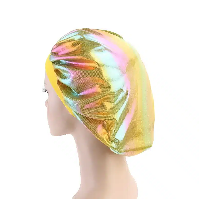 Colorful Women Laser Silky DU-RAG Hair Cover Accessories Wave Caps Rags Wide Band Bonnet Salon Hat Turban Durag doo rag Headwrap 29