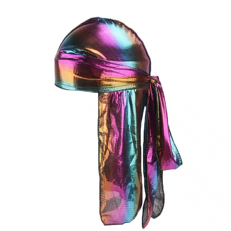 Colorful Women Laser Silky DU-RAG Hair Cover Accessories Wave Caps Rags Wide Band Bonnet Salon Hat Turban Durag doo rag Headwrap 55