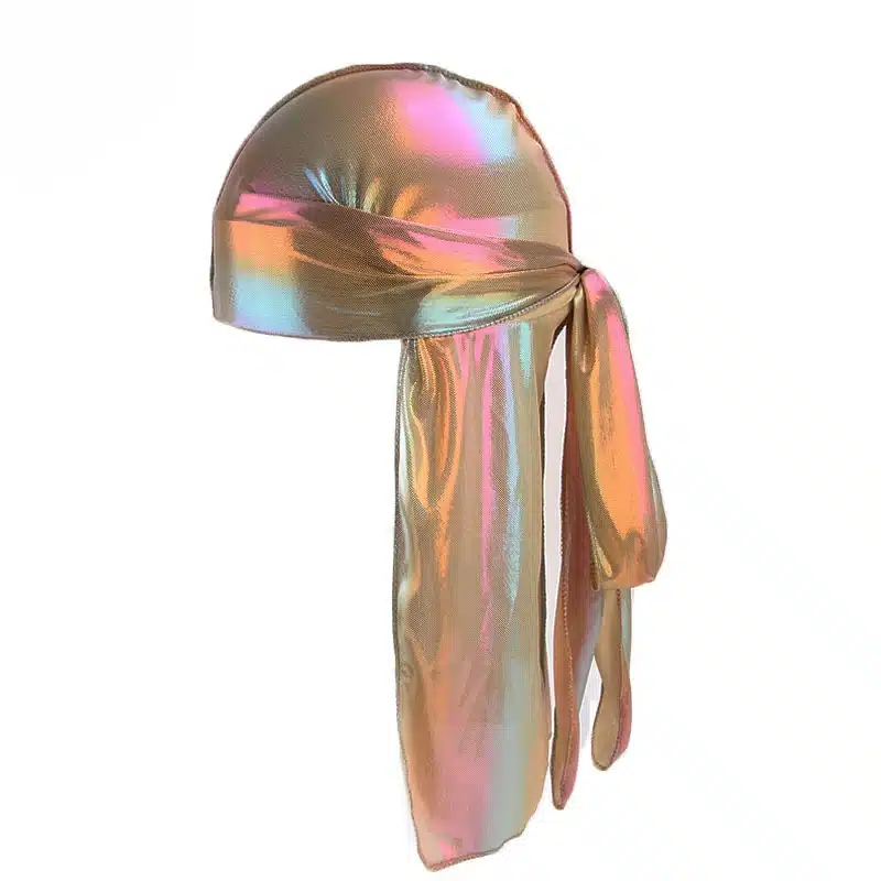 Colorful Women Laser Silky DU-RAG Hair Cover Accessories Wave Caps Rags Wide Band Bonnet Salon Hat Turban Durag doo rag Headwrap 56