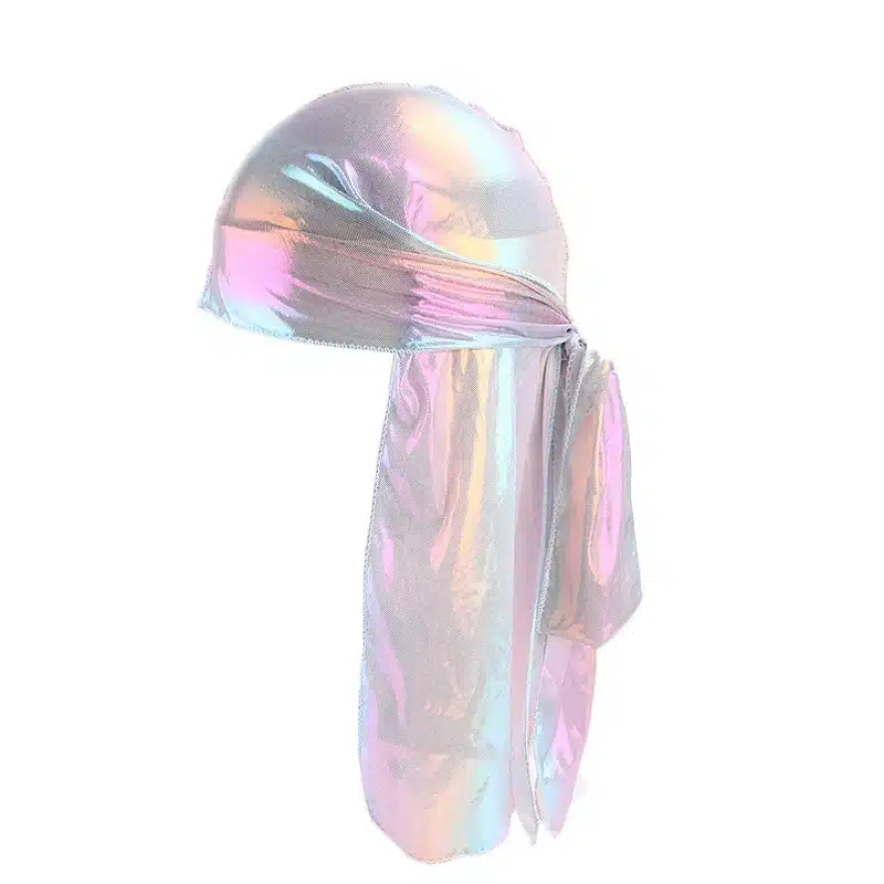 Colorful Women Laser Silky DU-RAG Hair Cover Accessories Wave Caps Rags Wide Band Bonnet Salon Hat Turban Durag doo rag Headwrap 57