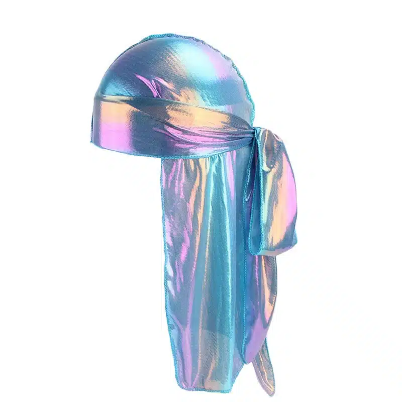 Colorful Women Laser Silky DU-RAG Hair Cover Accessories Wave Caps Rags Wide Band Bonnet Salon Hat Turban Durag doo rag Headwrap 59