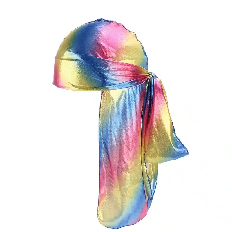 Colorful Women Laser Silky DU-RAG Hair Cover Accessories Wave Caps Rags Wide Band Bonnet Salon Hat Turban Durag doo rag Headwrap 60