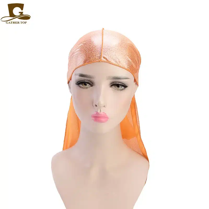 Men's Silky Sparkly Durags Turban Men Durag Shiny Du Rag Bandanas Hat Wigs Doo Durag Biker headwrap Headband Hair Accessories 13