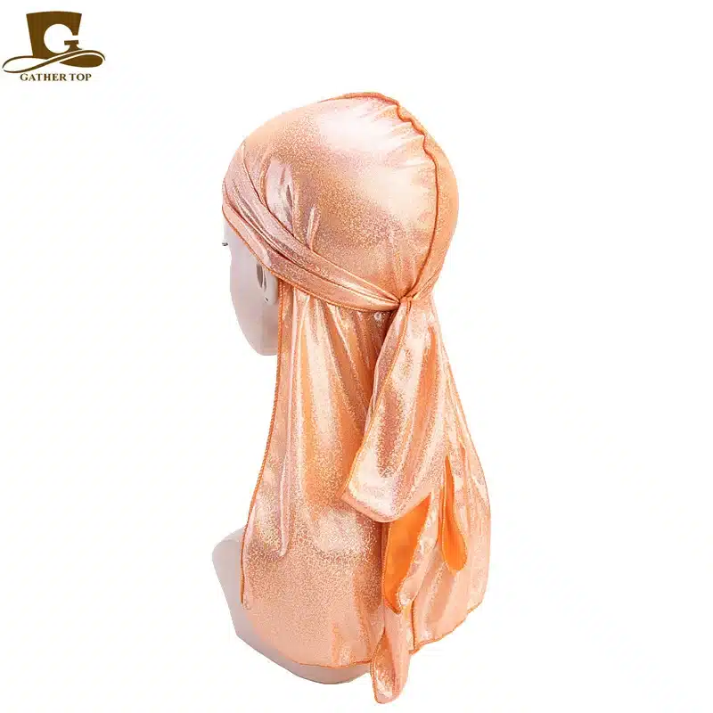 Men's Silky Sparkly Durags Turban Men Durag Shiny Du Rag Bandanas Hat Wigs Doo Durag Biker headwrap Headband Hair Accessories 14