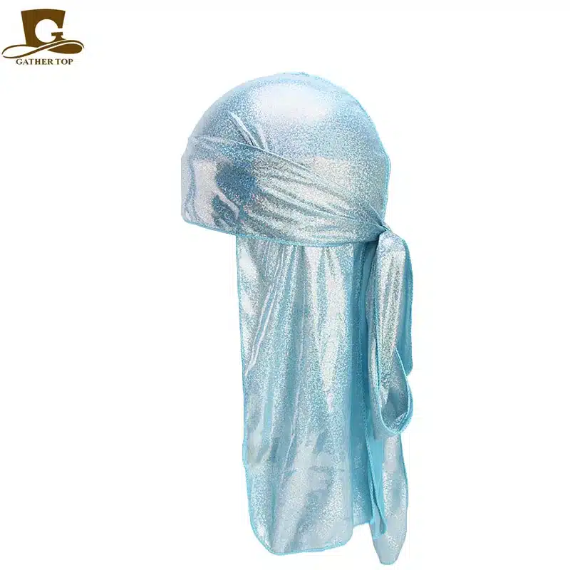 Men's Silky Sparkly Durags Turban Men Durag Shiny Du Rag Bandanas Hat Wigs Doo Durag Biker headwrap Headband Hair Accessories 23