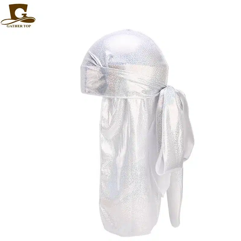 Men's Silky Sparkly Durags Turban Men Durag Shiny Du Rag Bandanas Hat Wigs Doo Durag Biker headwrap Headband Hair Accessories 24