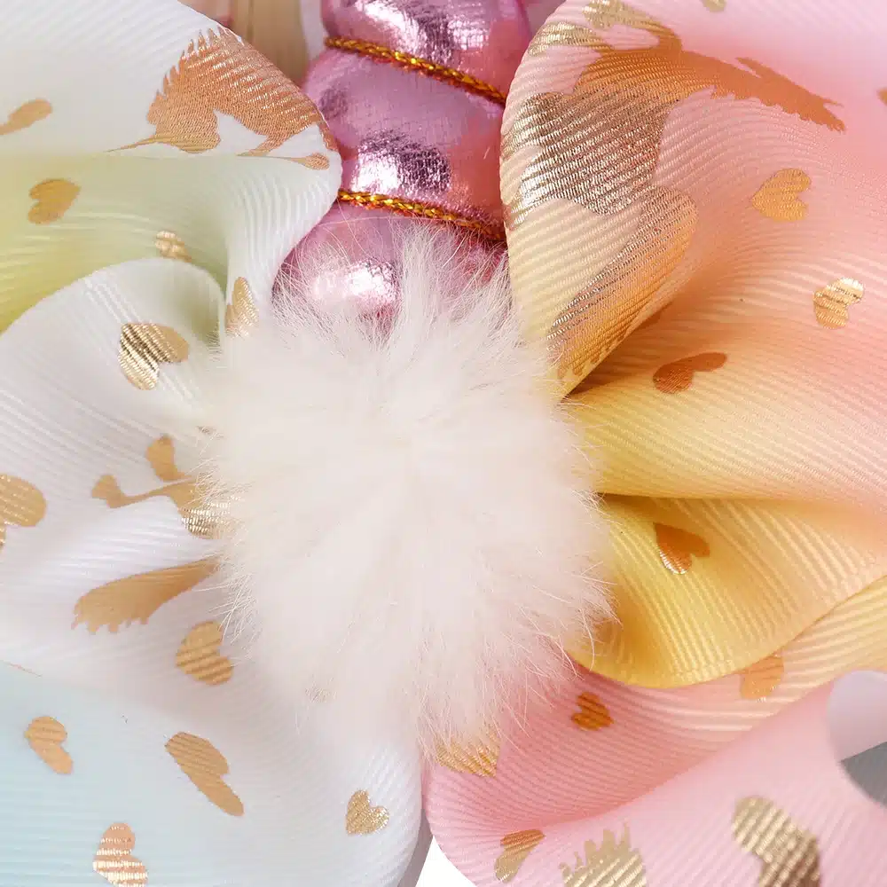 8 Inch Large Cartoon Hair Bow White Pompom Rainbow Cartoon Bow-knot Handmade printed ribbon Hairbows Girls Hair Accessories 11