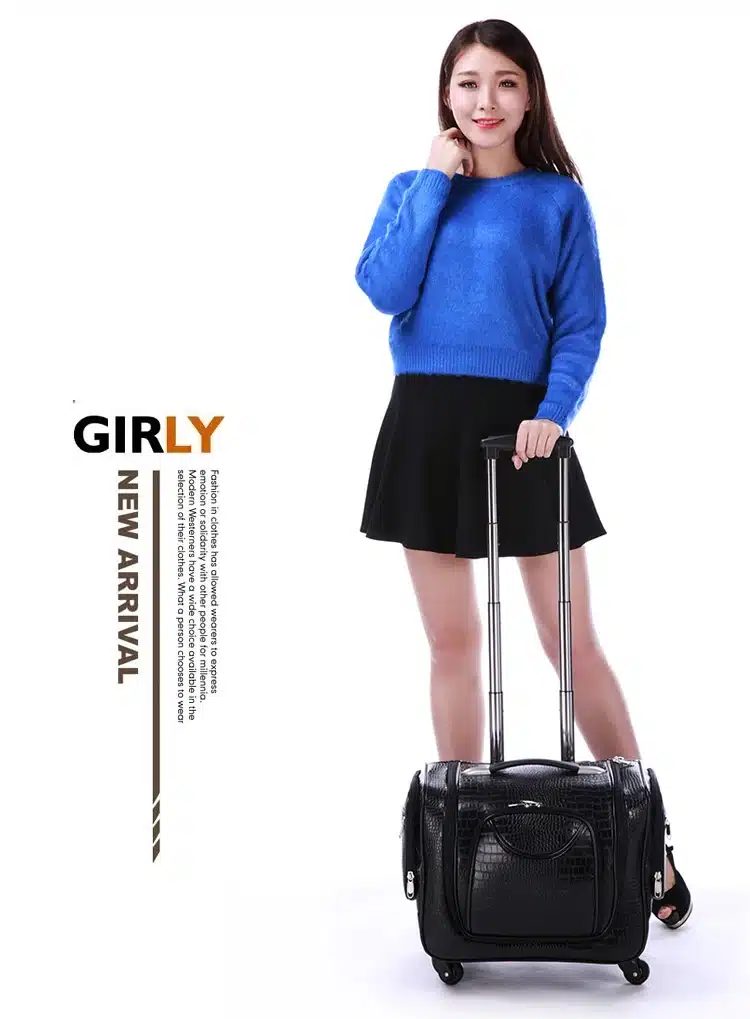 Letrend Crocodile Rolling Luggage Spinner Women Cosmetic Case Multi-function Trolley Carry On Suitcases Wheel Cabin Travel Bag 11